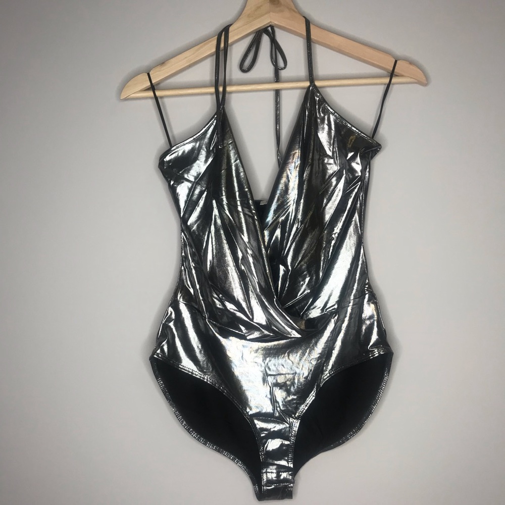 BearDance Metallic Bodysuit with tie